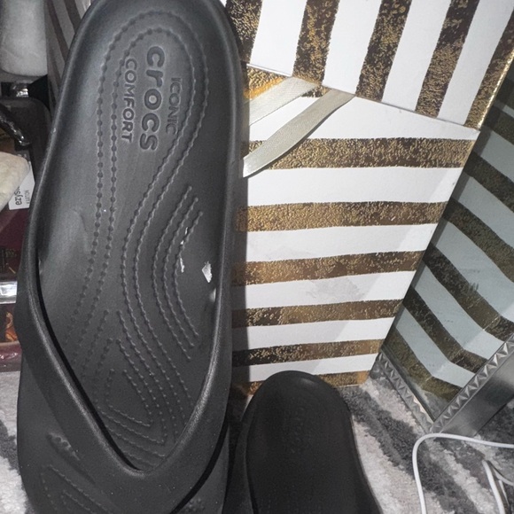 Crocs Iconic Comfort Kadee II Black Flip Flop Sandals Womens Size 11 - Picture 13 of 15